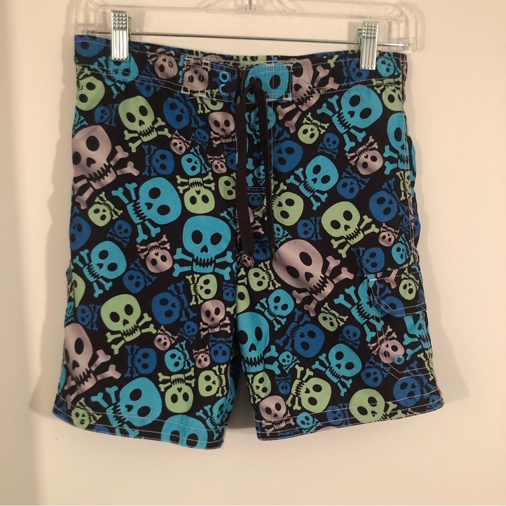 Jumping Bean  Swim Trunks Boys L-7 skulls 3 pocket